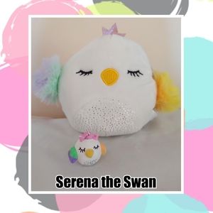 Serena the Swan Mallow Clip + Clay Mini Desk Pet